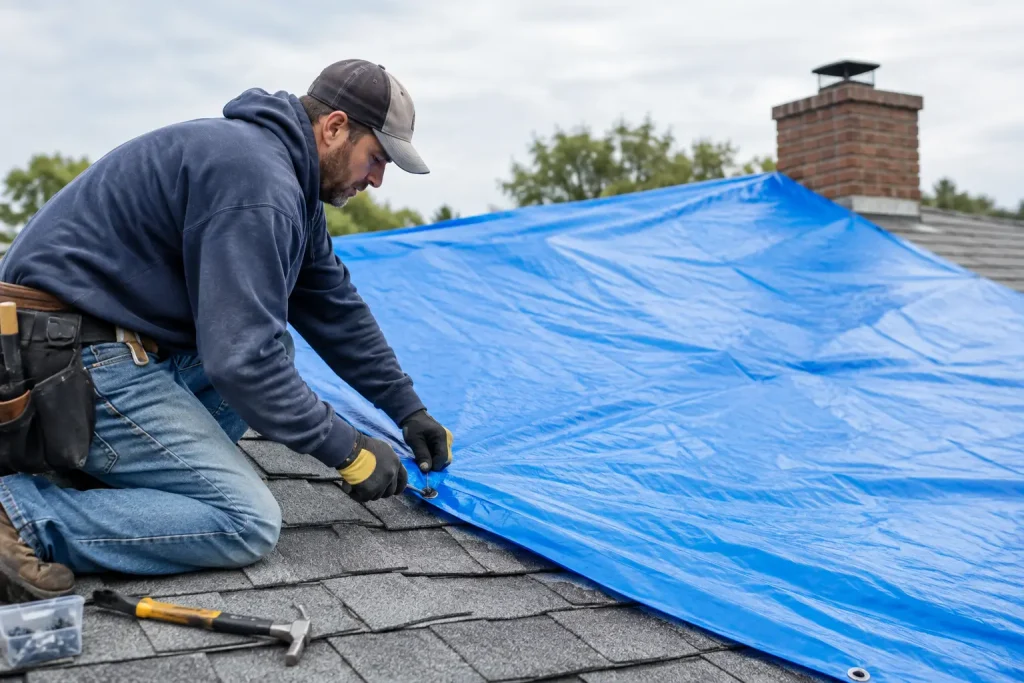 How to Tarp a Leaking Roof Before Repairs